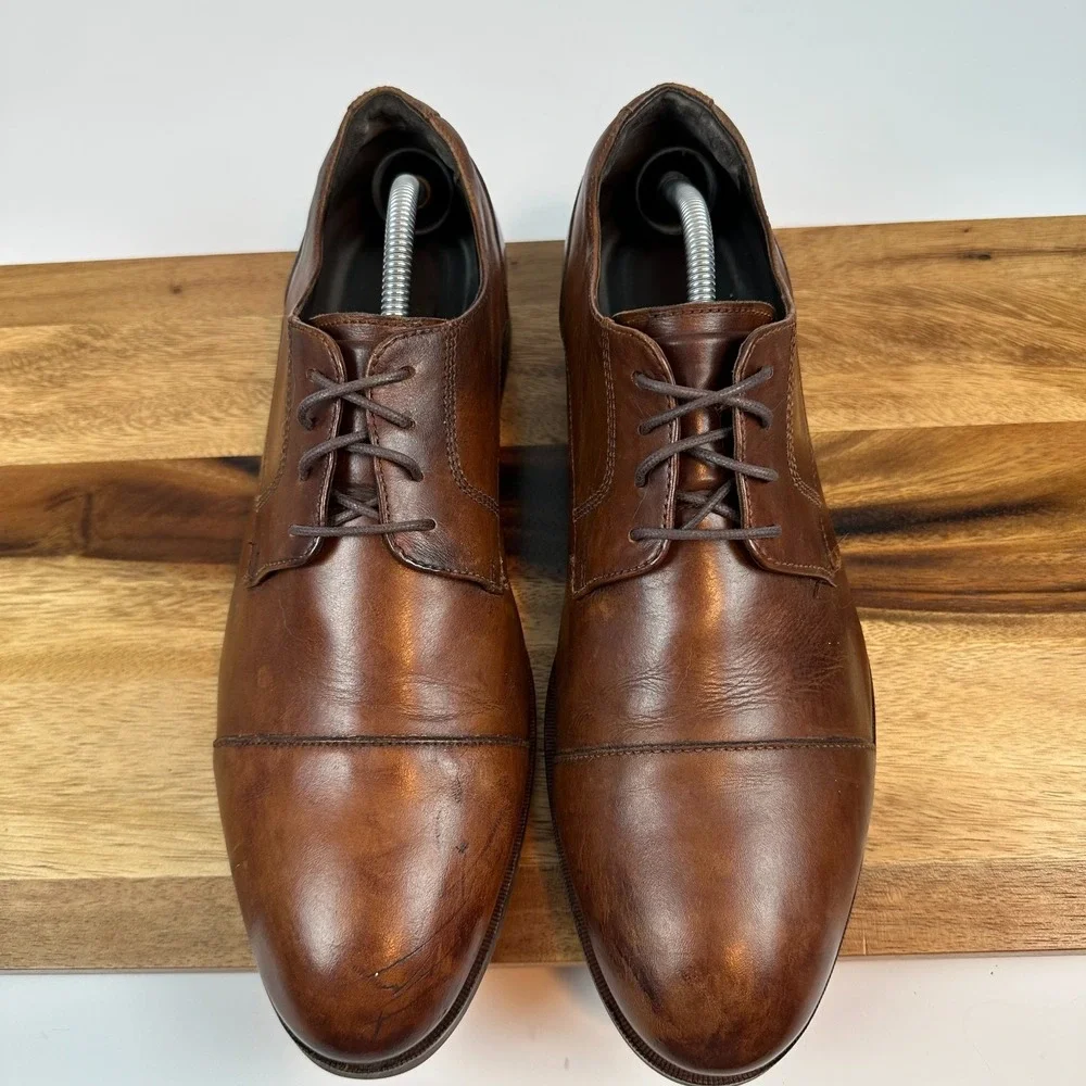 Mens Cole Haan Warren Brown Leather‎ Cap Toe Dress Oxfords Shoes Size 11.5 M GUC